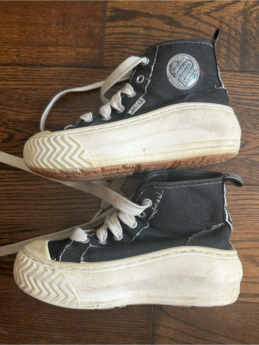 Justice Black and White High-Top Kids Sneakers
